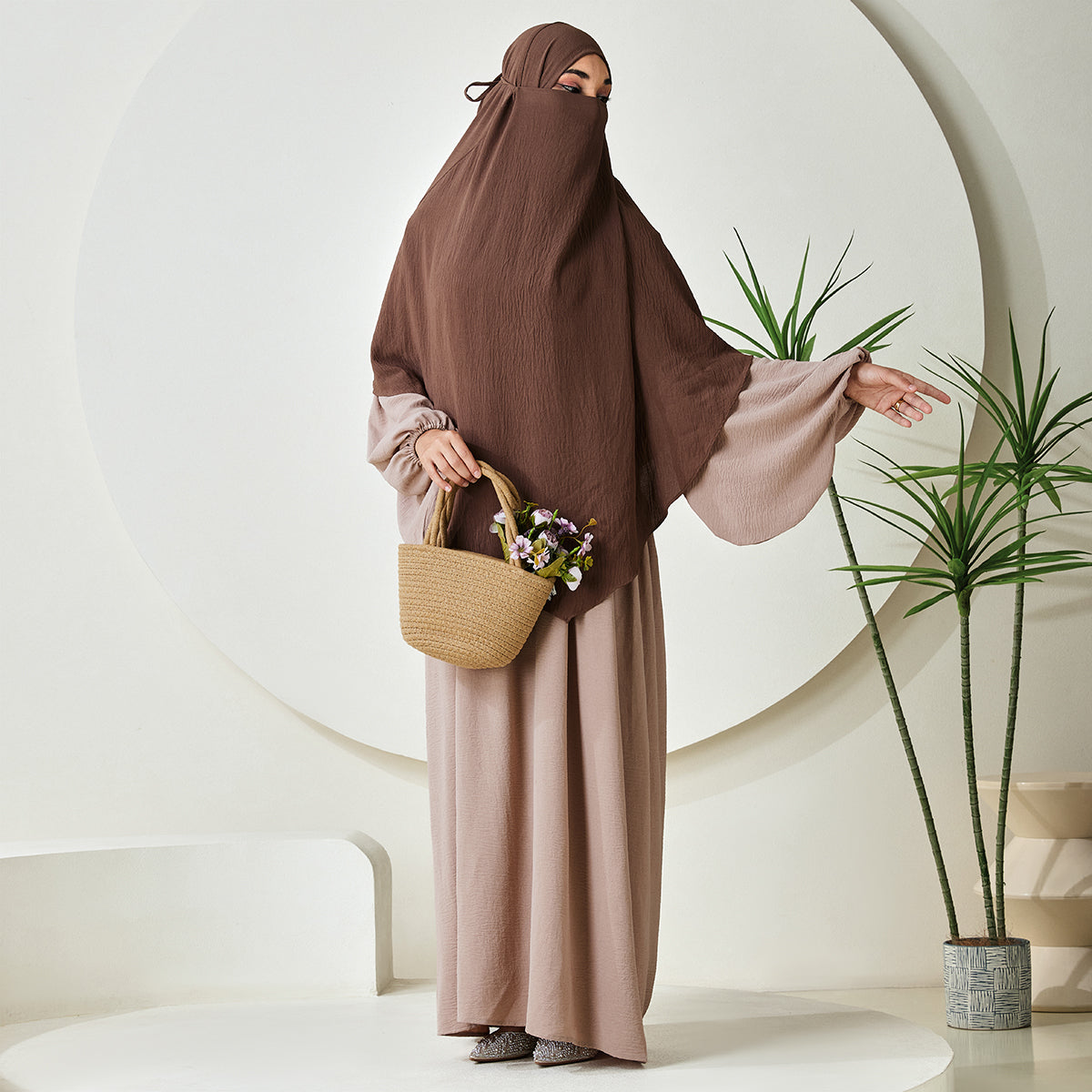 Premium Crepe One Layer Khimar Stretchable Durable Hijab Scarf for Everyday Wear (NCK001)