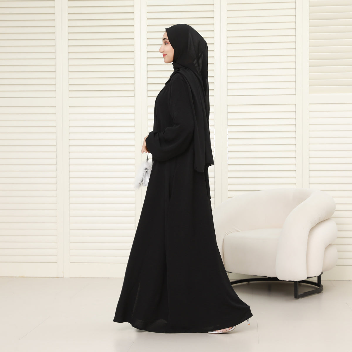 3-Piece Modest Abaya Set with Inner Dress, Outer Layer & Waist Belt – Elegant Everyday Wear (NCA010)