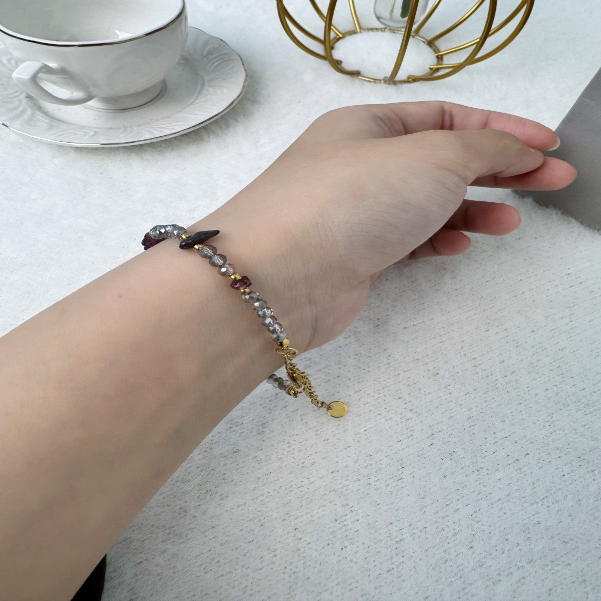 Boho Raw Gemstone Beaded Bracelet – Handmade Natural Stone Jewelry for Women(NCJ002)