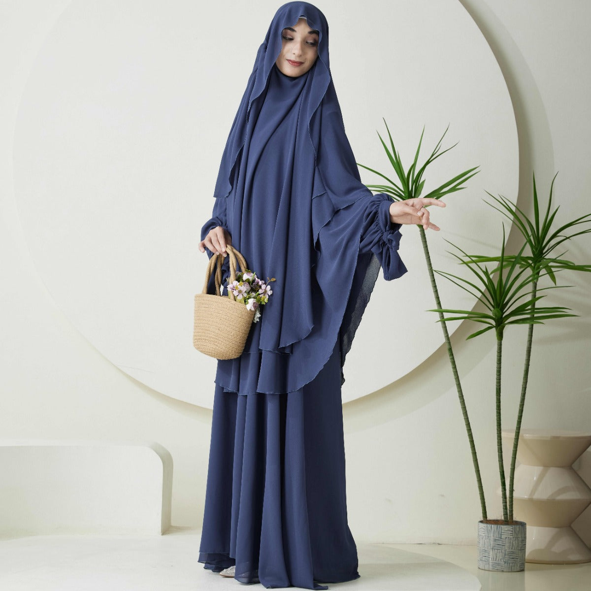 Chiffon Butterfly Sleeve Khimar Set – 2-Piece Hajj Outfit (NCS009)