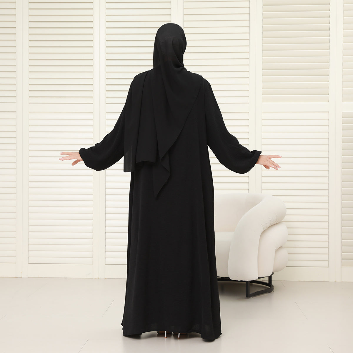 3-Piece Modest Abaya Set with Inner Dress, Outer Layer & Waist Belt – Elegant Everyday Wear (NCA010)