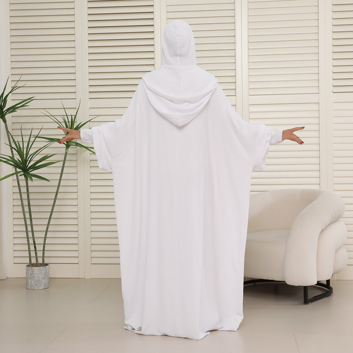 Solid colored hoodie with hat abaya (NCA005)