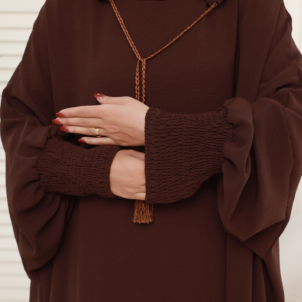 Solid colored hoodie with hat abaya (NCA005)