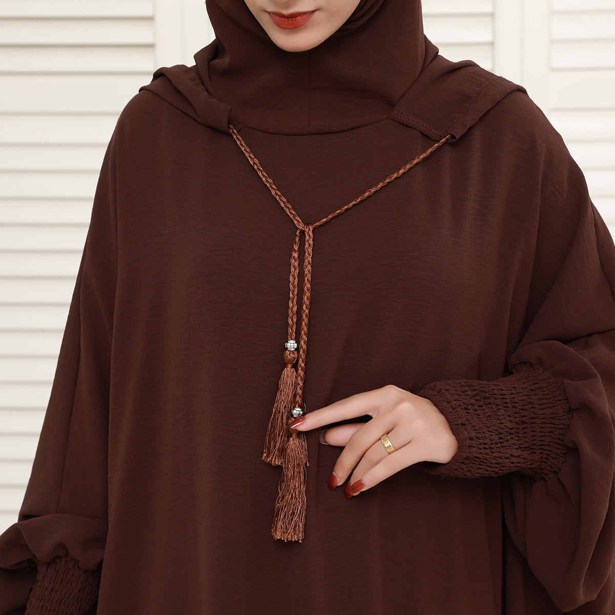 Solid colored hoodie with hat abaya (NCA005)