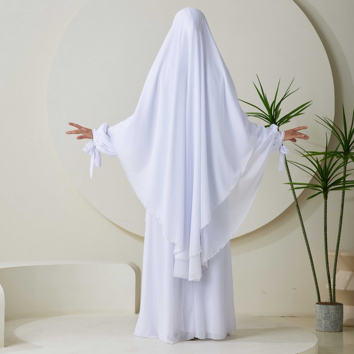 Chiffon Butterfly Sleeve Khimar Set – 2-Piece Hajj Outfit (NCS009)