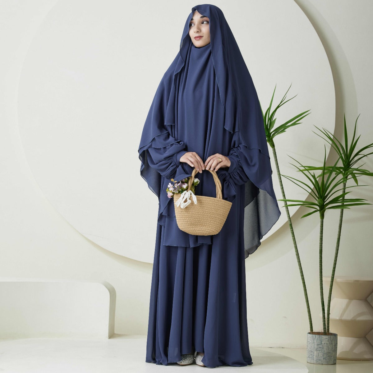 Chiffon Butterfly Sleeve Khimar Set – 2-Piece Hajj Outfit (NCS009)