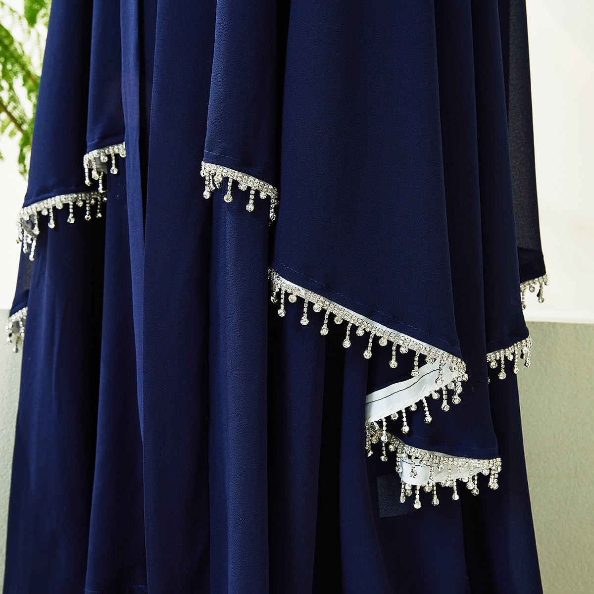 Elegant Chiffon Diamond Tassels Abaya Four - piece Set(NCS001)