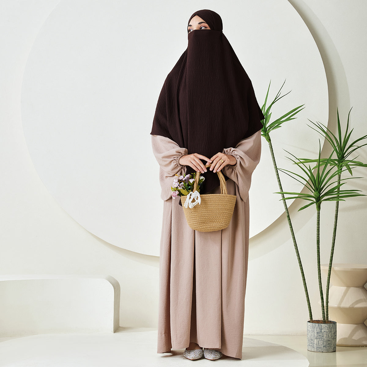 Premium Crepe One Layer Khimar Stretchable Durable Hijab Scarf for Everyday Wear (NCK001)