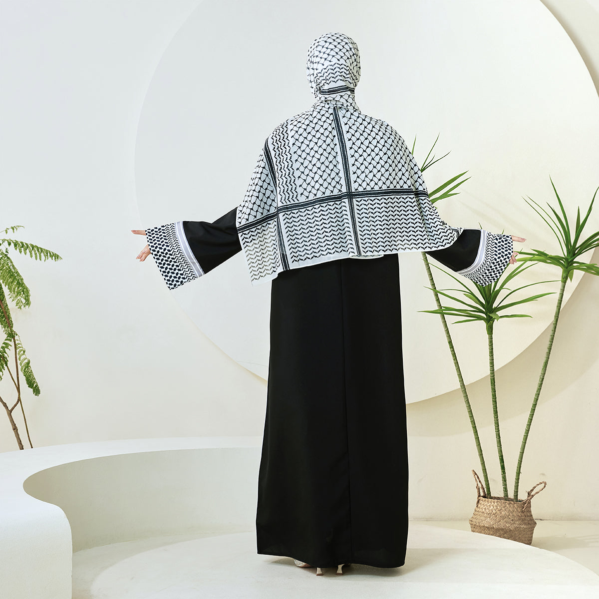 Qahira Keffiyeh Abaya-Handcrafted Embroidered (NCA009)