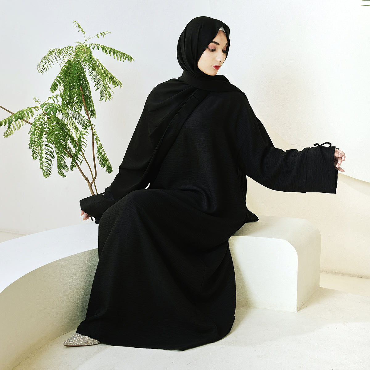 Casual Solid Color Long Robe with Tie-Detail Sleeves – Available in Multiple Colors (NCA011)