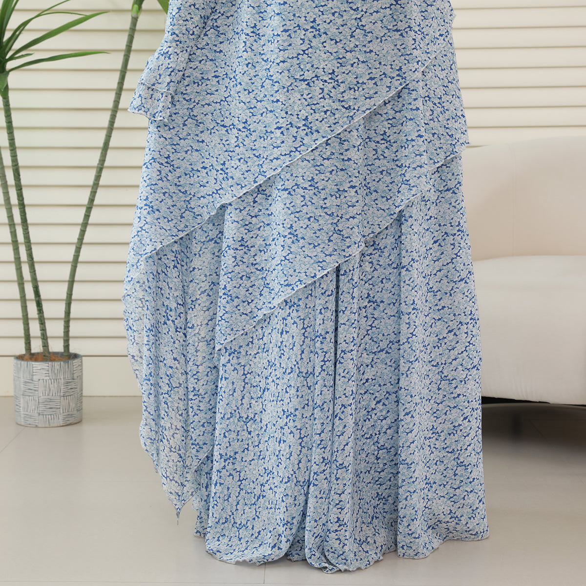 3-Piece Ruffle Chiffon Abaya Set – Top, Skirt & Scrunchie NCA006