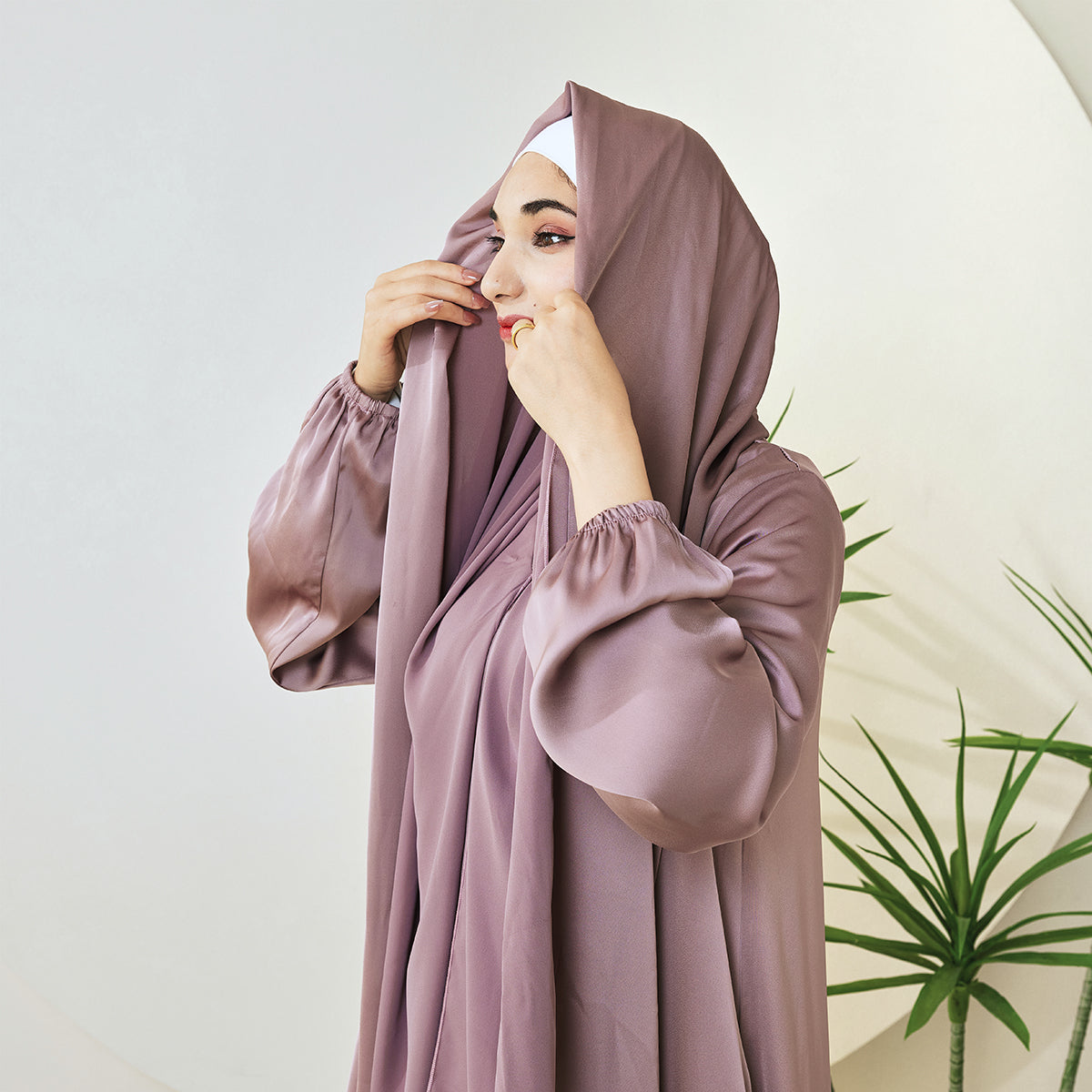 AMANI Satin One Piece With Hijab Abaya: Stylish Statement of Elegance(NCA001 )