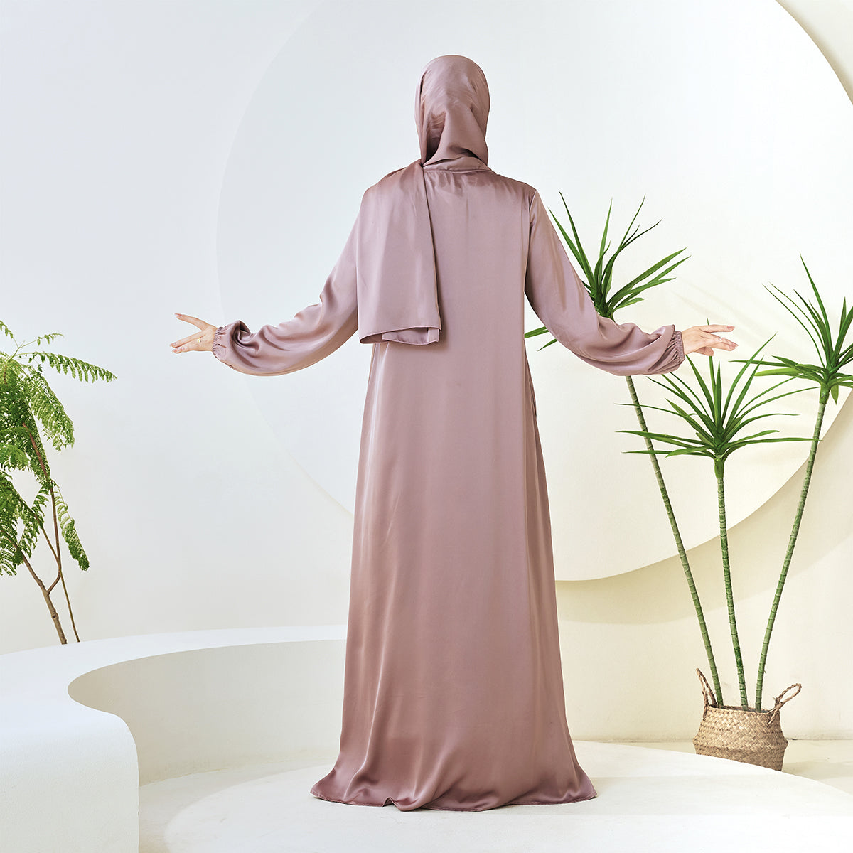 AMANI Satin One Piece With Hijab Abaya: Stylish Statement of Elegance(NCA001 )