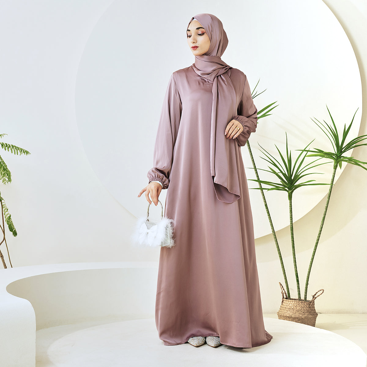 AMANI Satin One Piece With Hijab Abaya: Stylish Statement of Elegance(NCA001 )