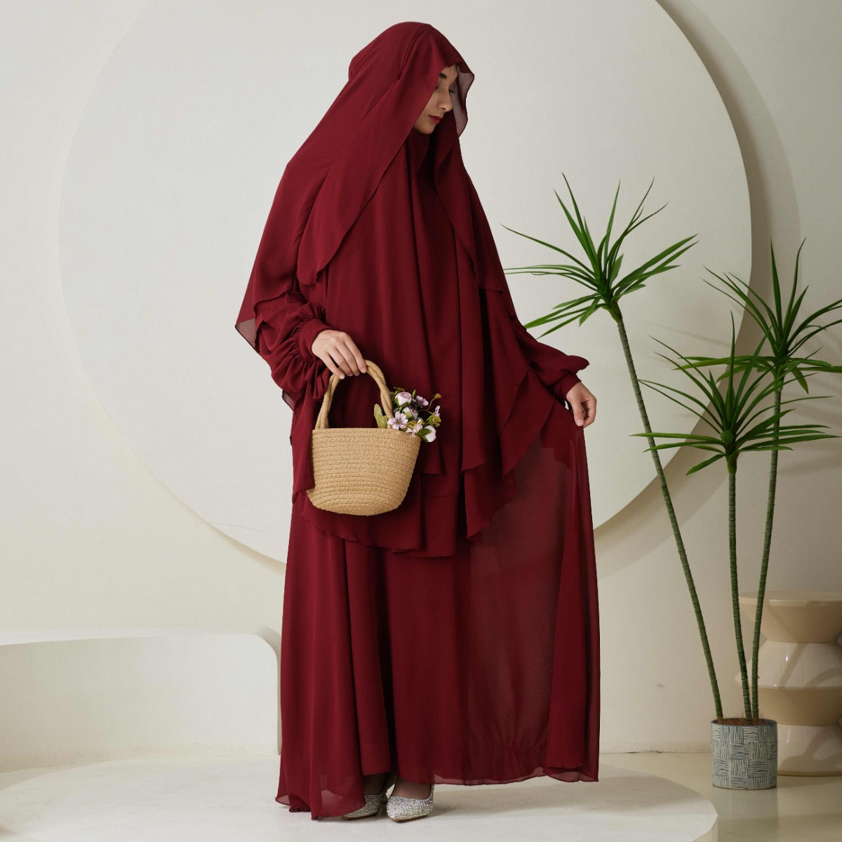 Chiffon Butterfly Sleeve Khimar Set – 2-Piece Hajj Outfit (NCS009)
