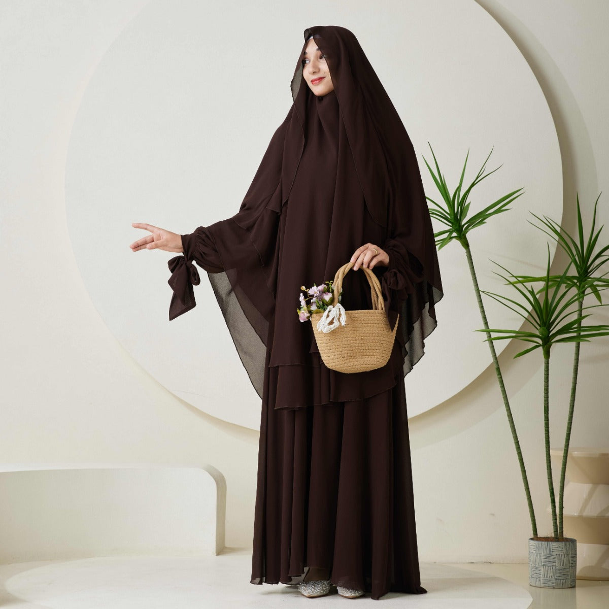 Chiffon Butterfly Sleeve Khimar Set – 2-Piece Hajj Outfit (NCS009)