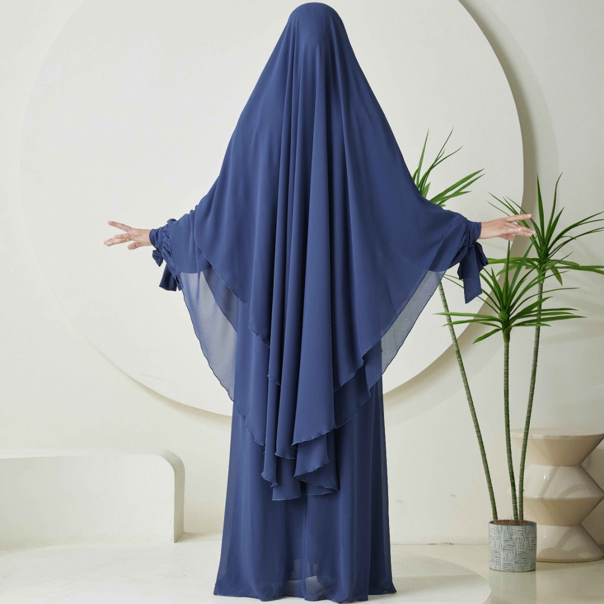 Chiffon Butterfly Sleeve Khimar Set – 2-Piece Hajj Outfit (NCS009)
