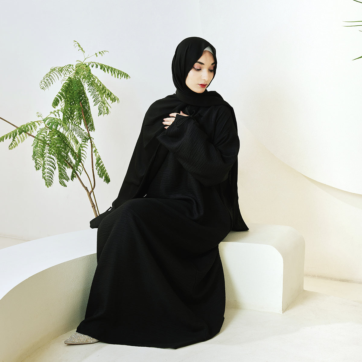Casual Solid Color Long Robe with Tie-Detail Sleeves – Available in Multiple Colors (NCA011)