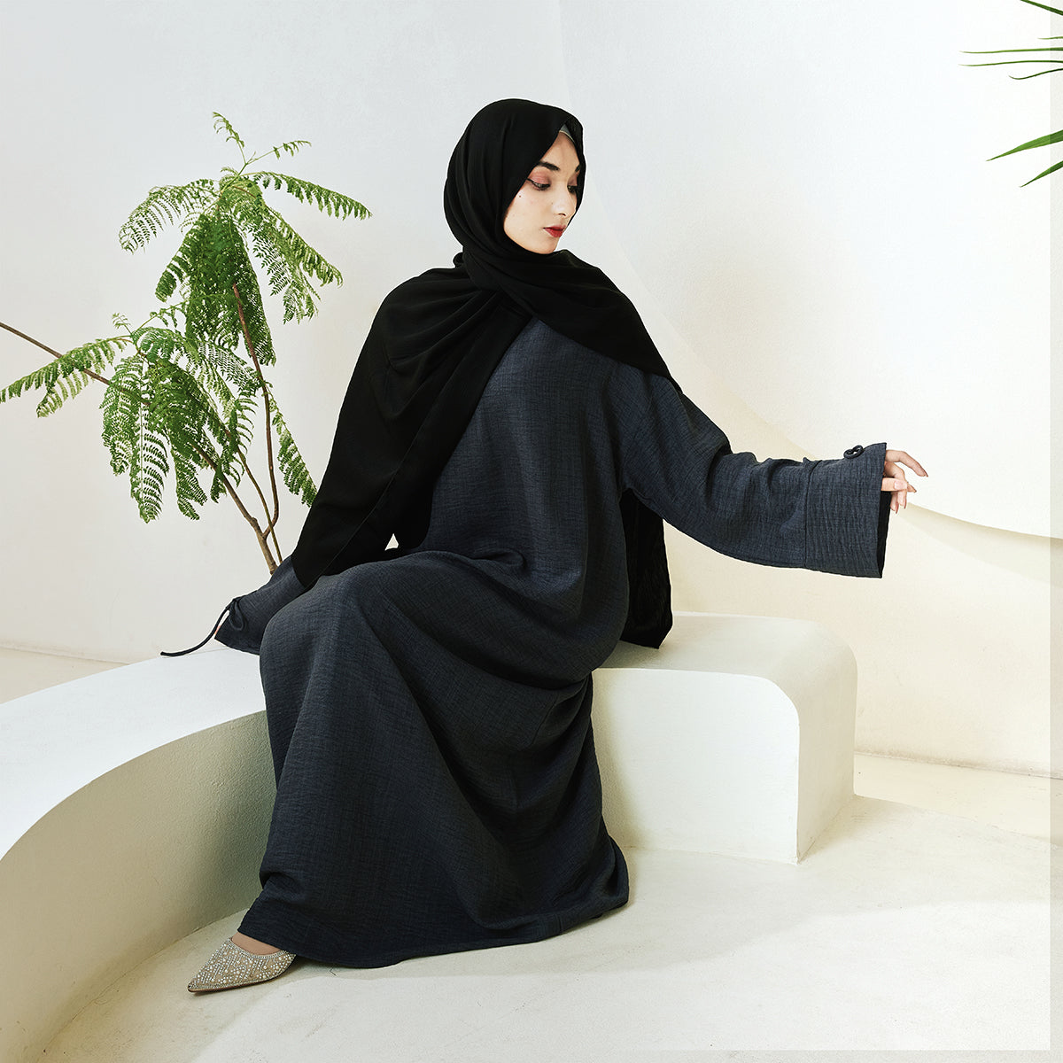 Casual Solid Color Long Robe with Tie-Detail Sleeves – Available in Multiple Colors (NCA011)