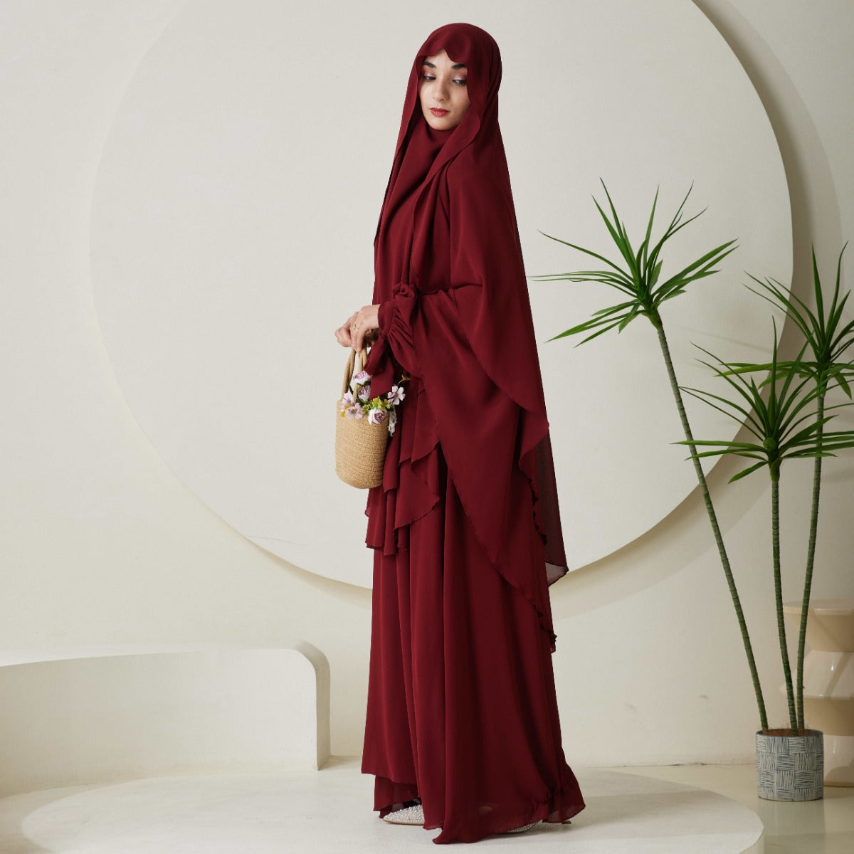 Chiffon Butterfly Sleeve Khimar Set – 2-Piece Hajj Outfit (NCS009)