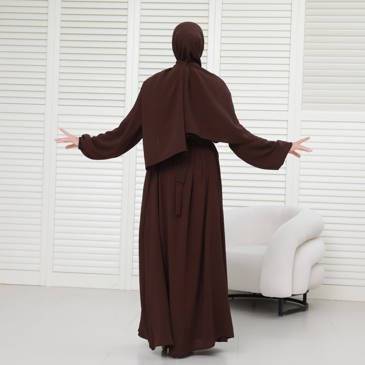 3-Piece Modest Abaya Set with Inner Dress, Outer Layer & Waist Belt – Elegant Everyday Wear (NCA010)