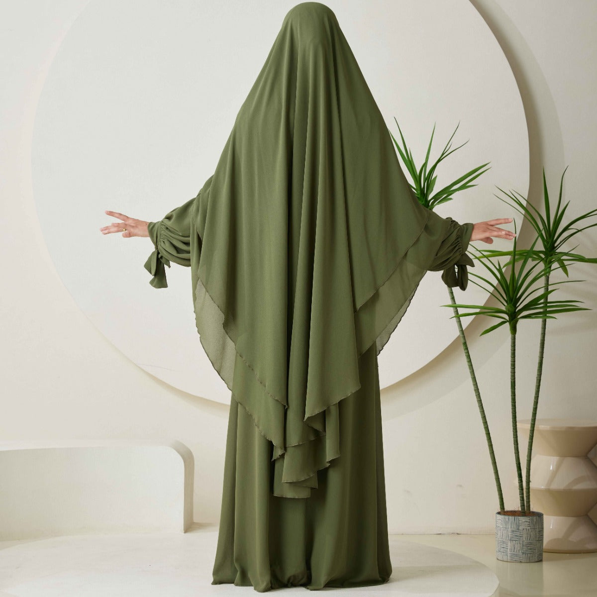 Chiffon Butterfly Sleeve Khimar Set – 2-Piece Hajj Outfit (NCS009)