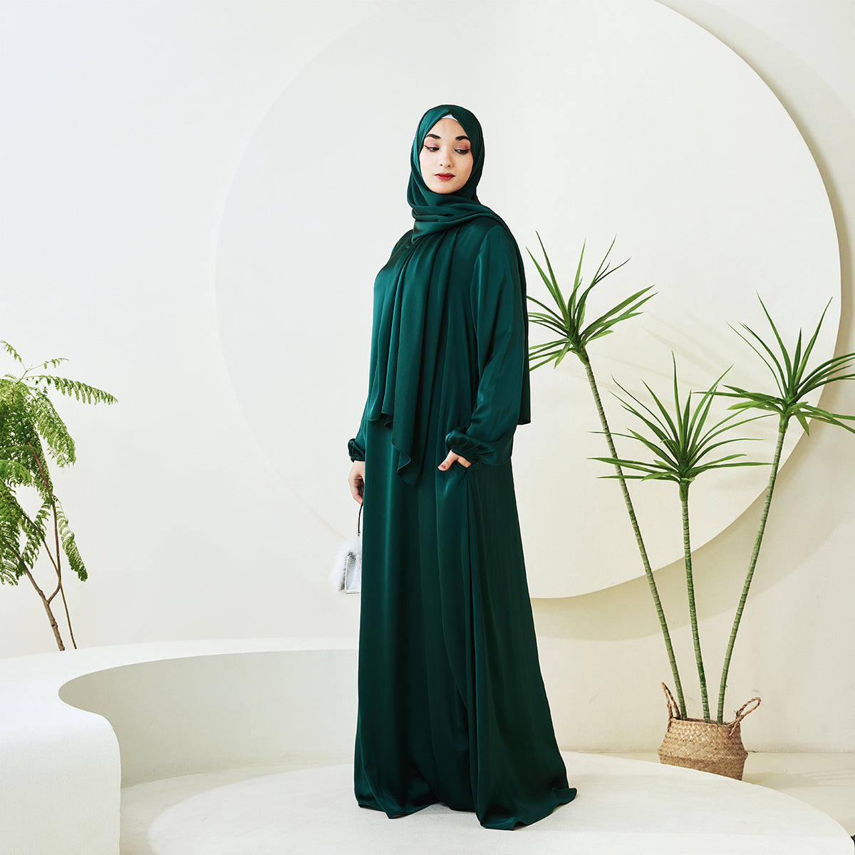 AMANI Satin One Piece With Hijab Abaya: Stylish Statement of Elegance(NCA001 )