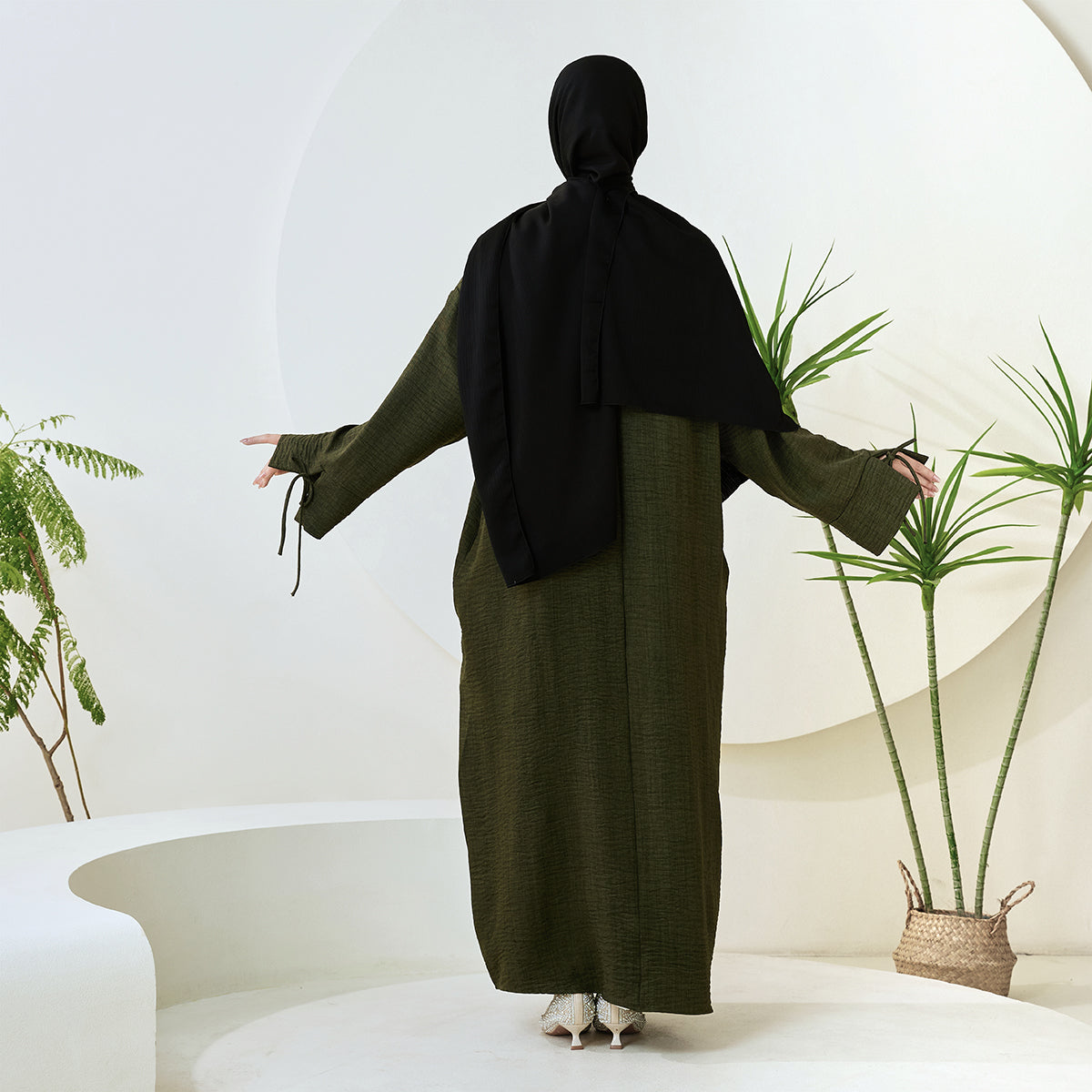 Casual Solid Color Long Robe with Tie-Detail Sleeves – Available in Multiple Colors (NCA011)