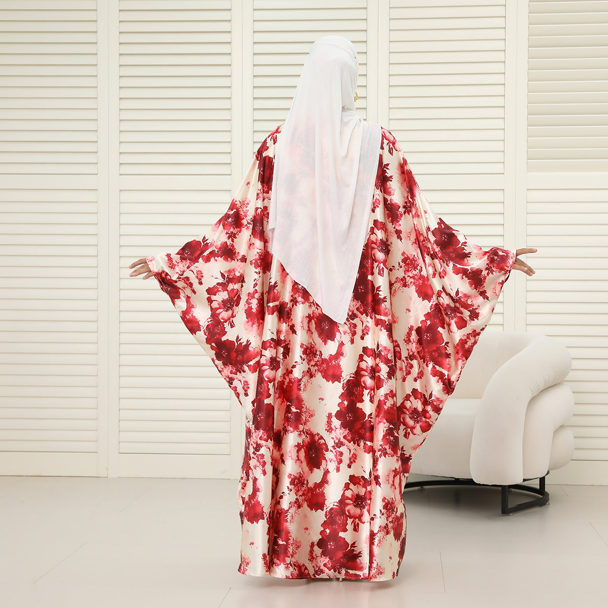 Oversized Batwing Abaya with Hidden Belt & Zipper (NCK004)