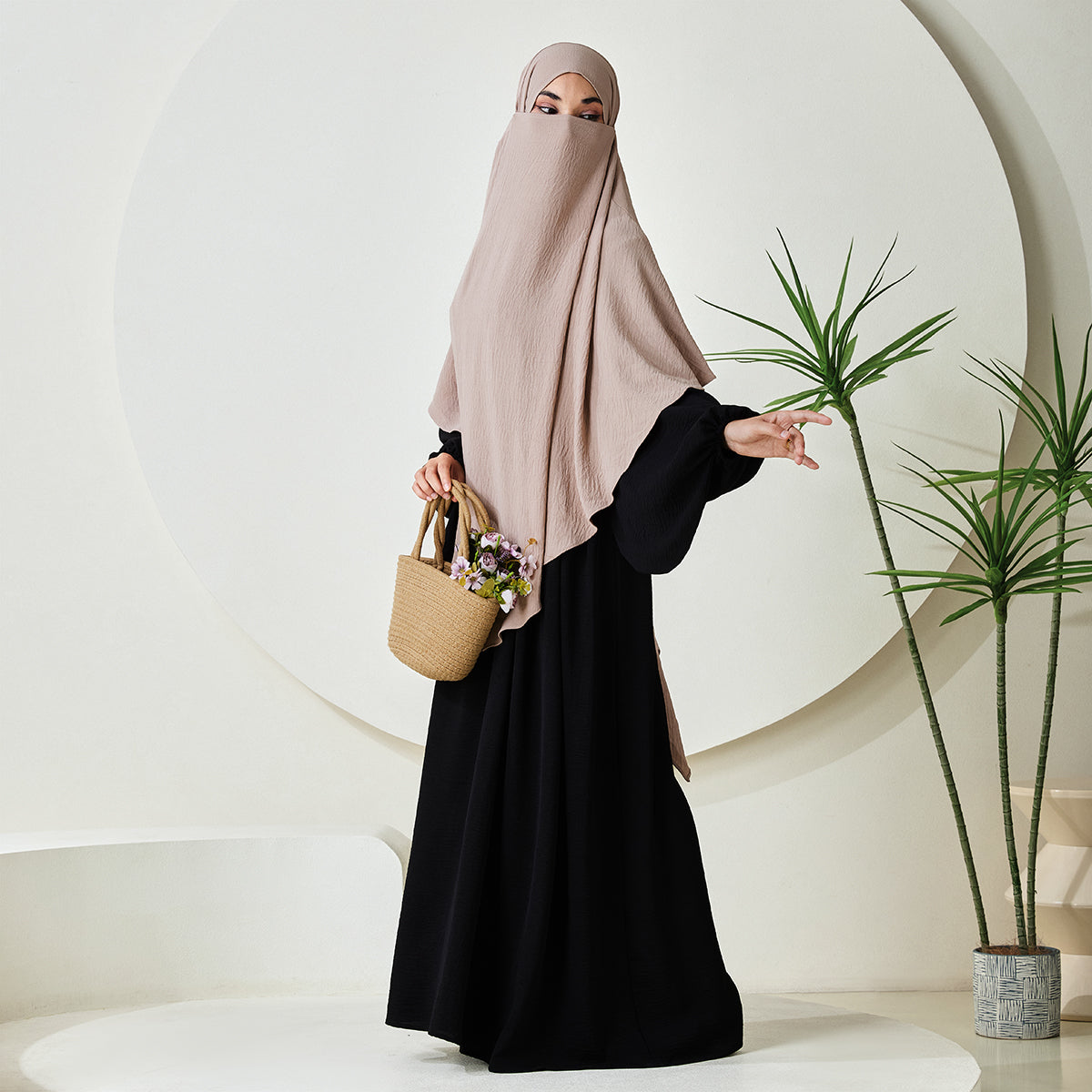 Premium Crepe One Layer Khimar Stretchable Durable Hijab Scarf for Everyday Wear (NCK001)