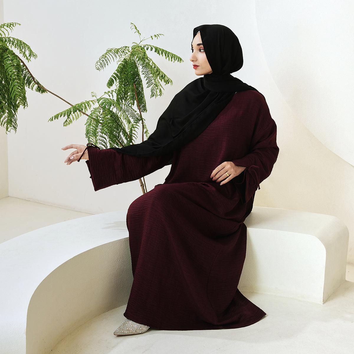 Casual Solid Color Long Robe with Tie-Detail Sleeves – Available in Multiple Colors (NCA011)
