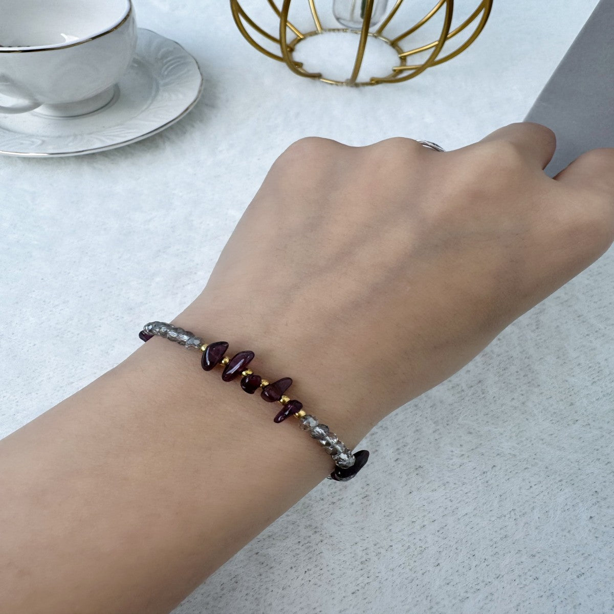 Boho Raw Gemstone Beaded Bracelet – Handmade Natural Stone Jewelry for Women(NCJ002)