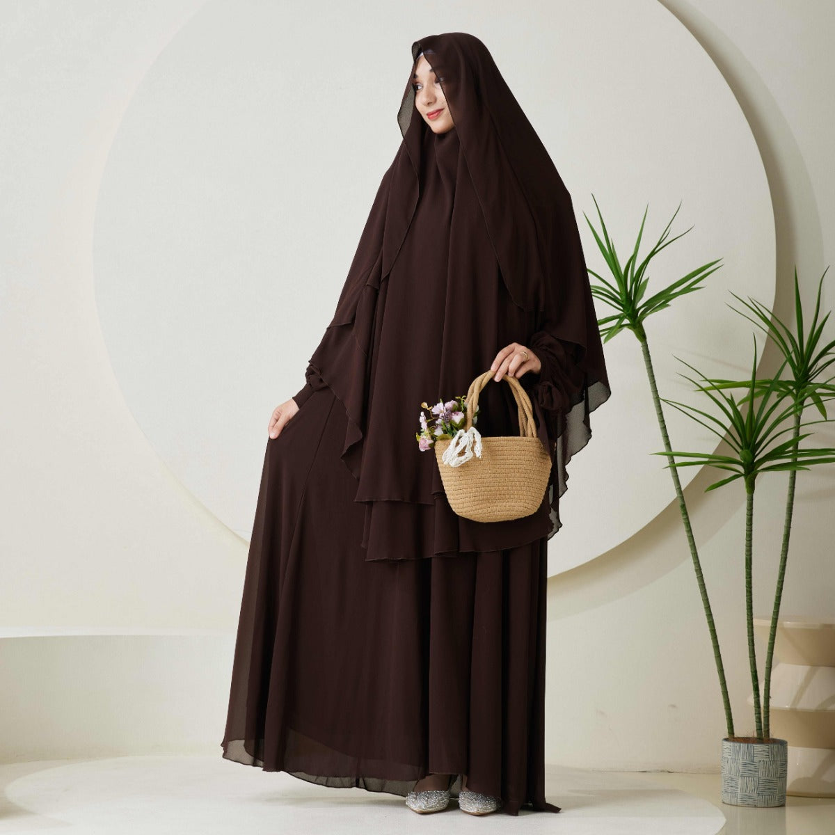 Chiffon Butterfly Sleeve Khimar Set – 2-Piece Hajj Outfit (NCS009)