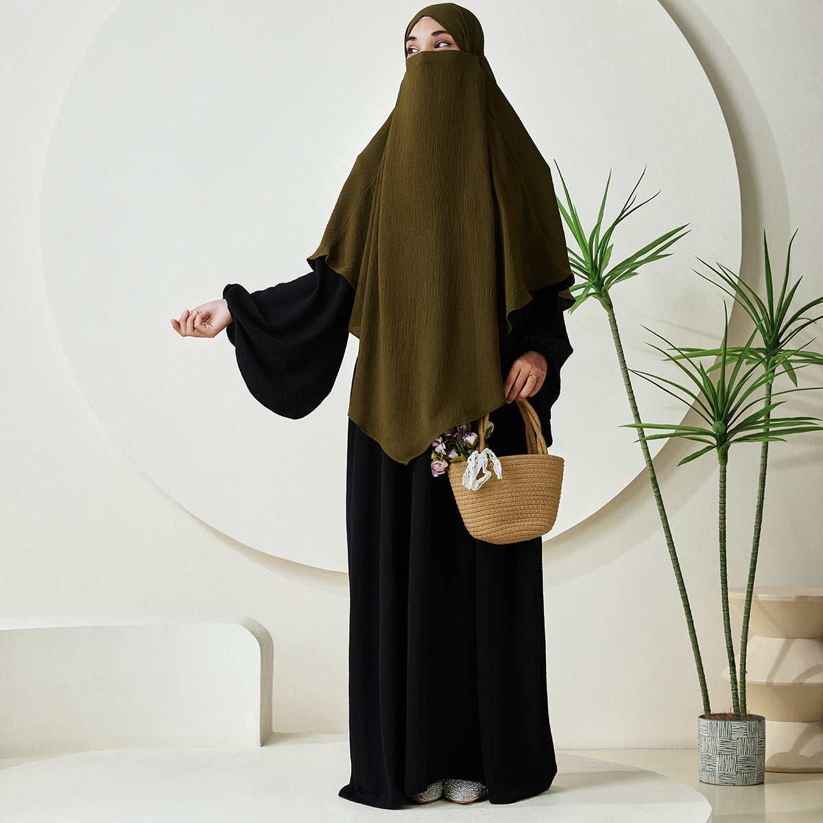 Premium Crepe One Layer Khimar Stretchable Durable Hijab Scarf for Everyday Wear (NCK001)