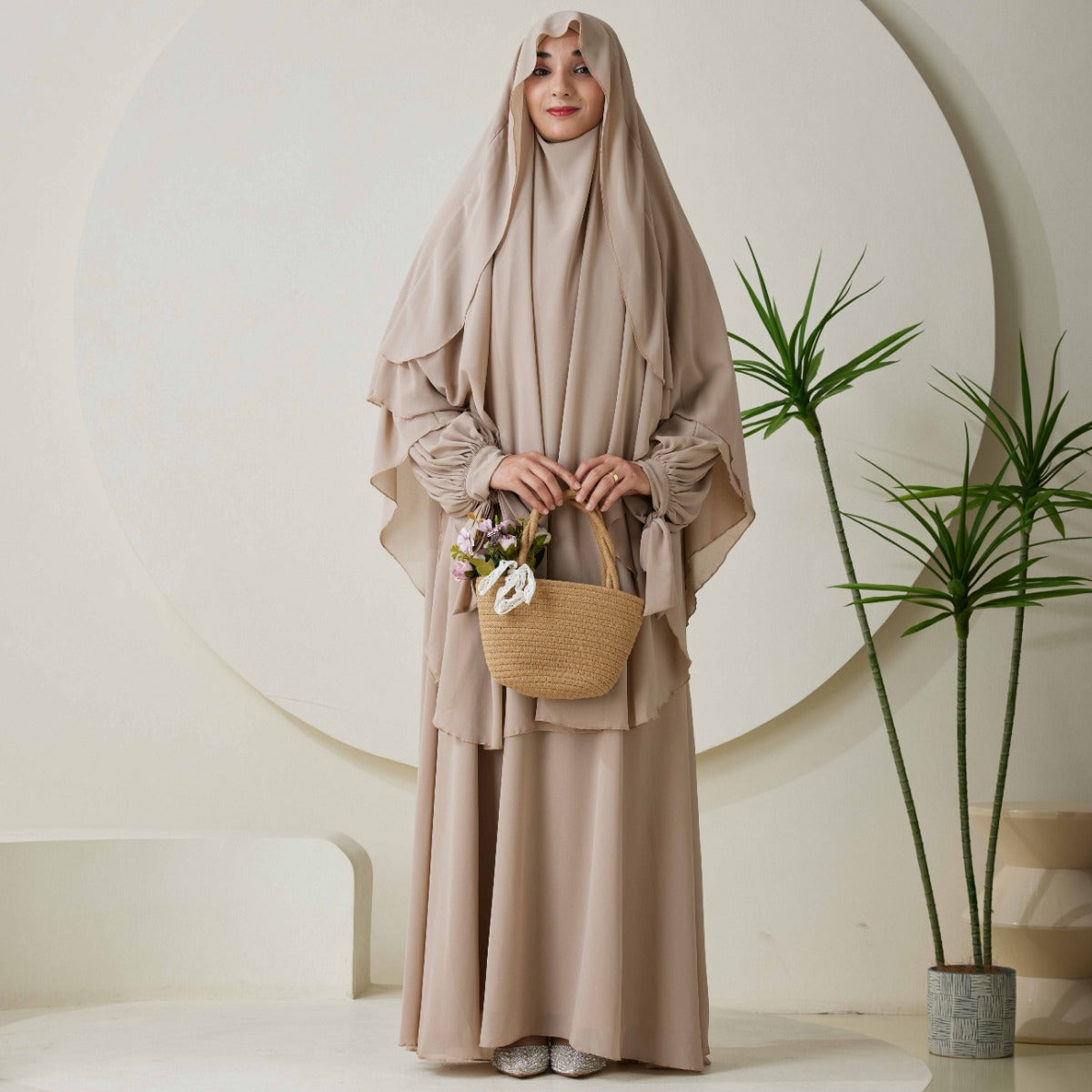 Chiffon Butterfly Sleeve Khimar Set – 2-Piece Hajj Outfit (NCS009)