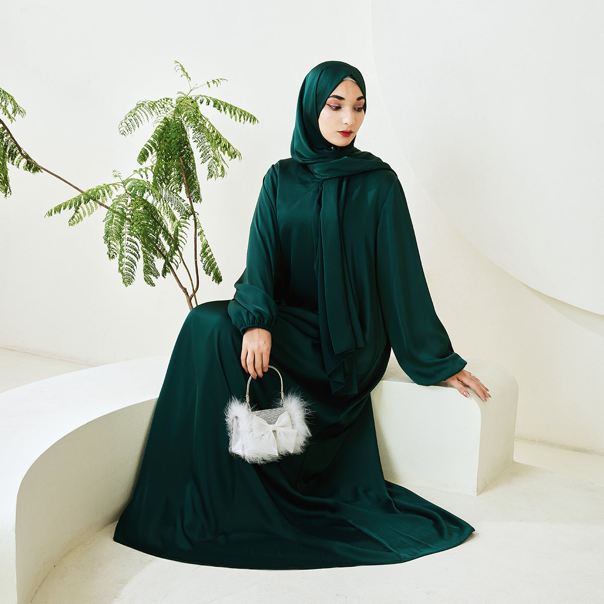 AMANI Satin One Piece With Hijab Abaya: Stylish Statement of Elegance(NCA001 )