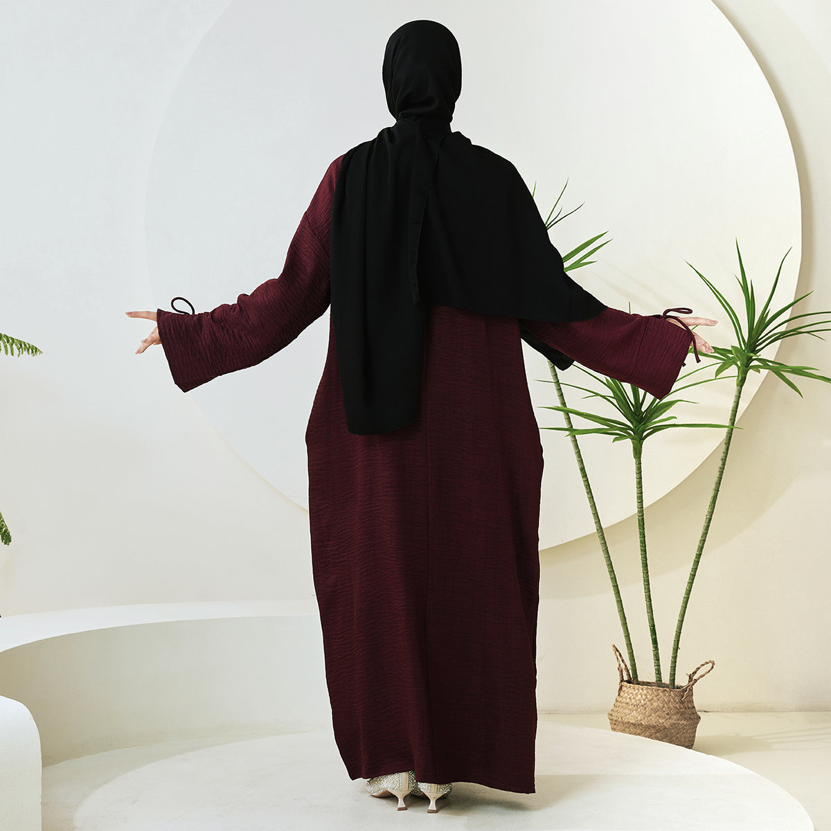 Casual Solid Color Long Robe with Tie-Detail Sleeves – Available in Multiple Colors (NCA011)