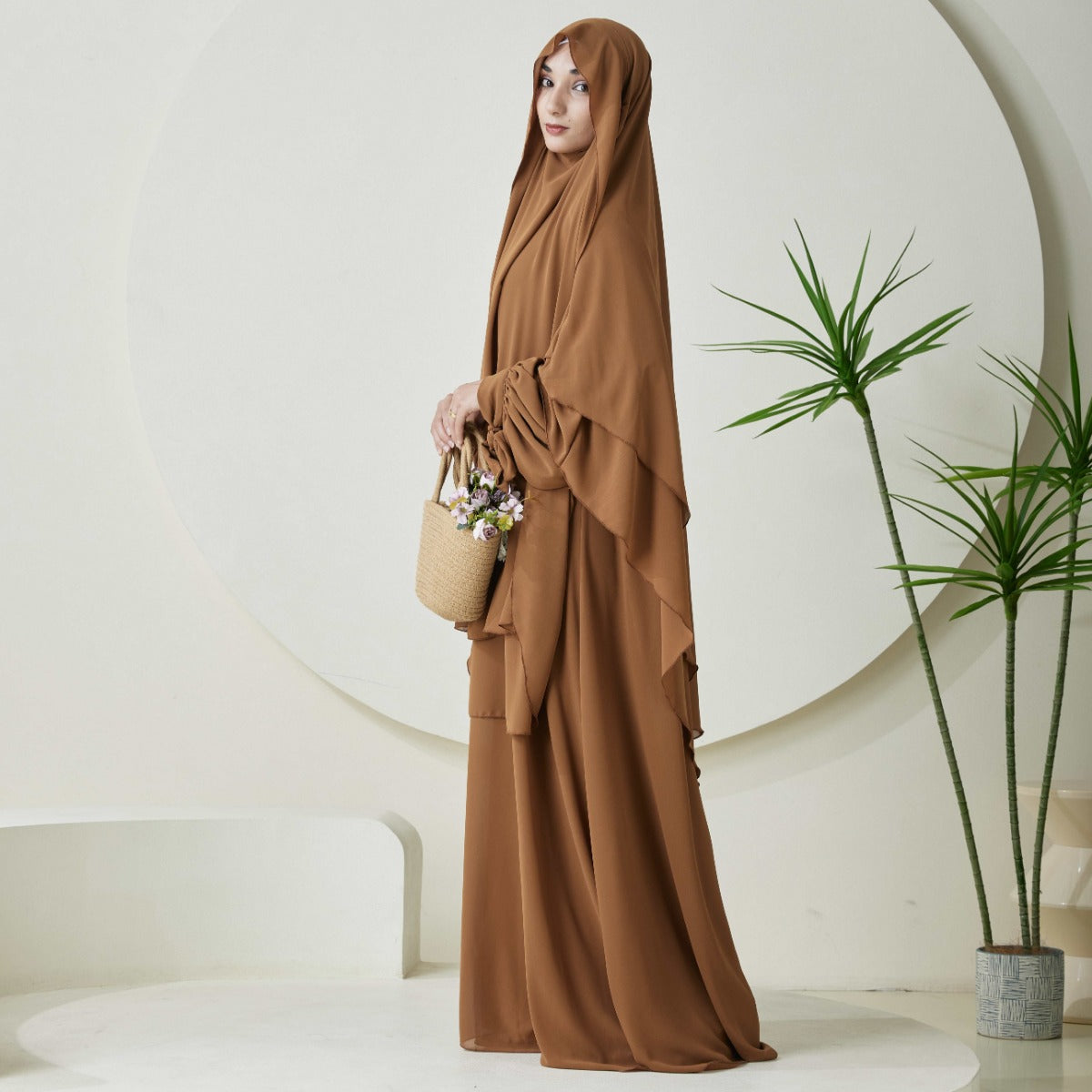 Chiffon Butterfly Sleeve Khimar Set – 2-Piece Hajj Outfit (NCS009)