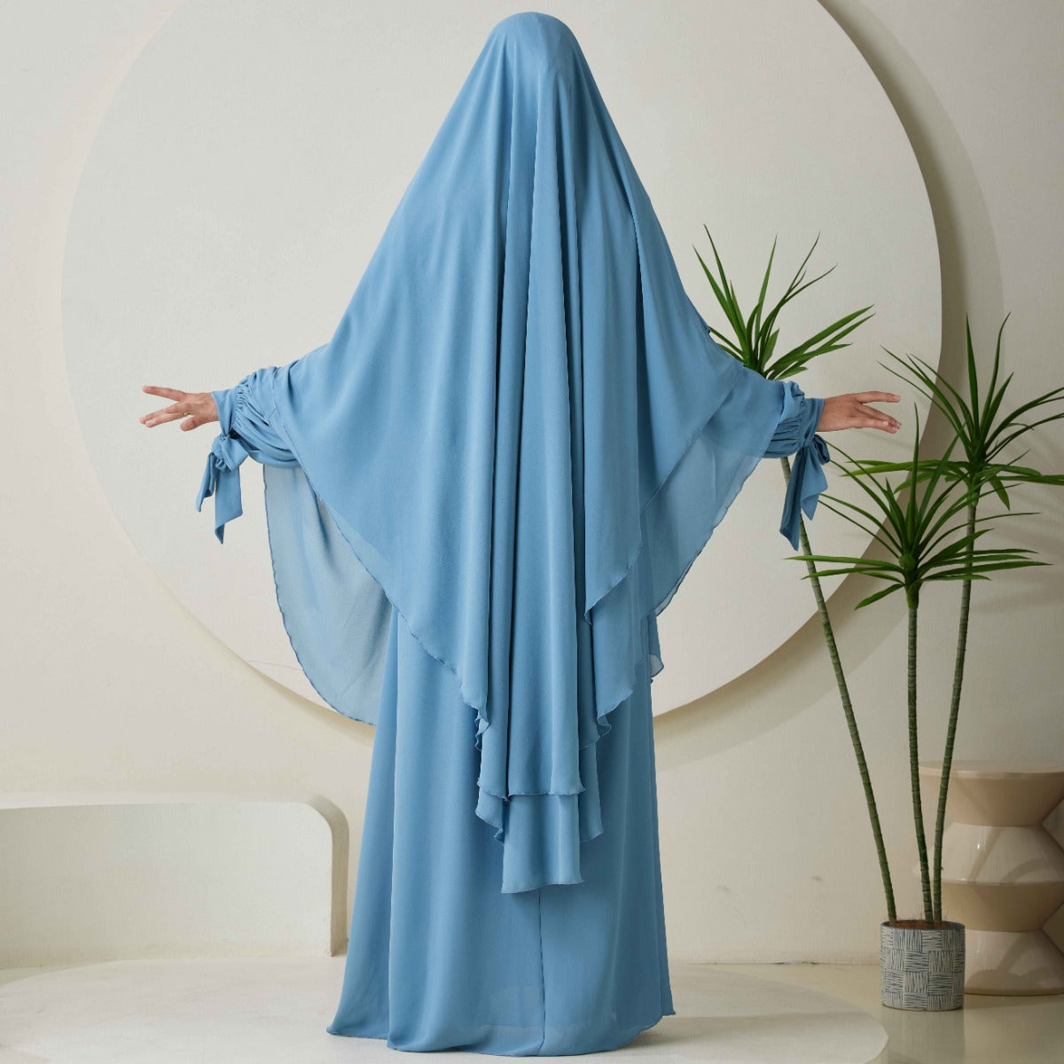 Chiffon Butterfly Sleeve Khimar Set – 2-Piece Hajj Outfit (NCS009)