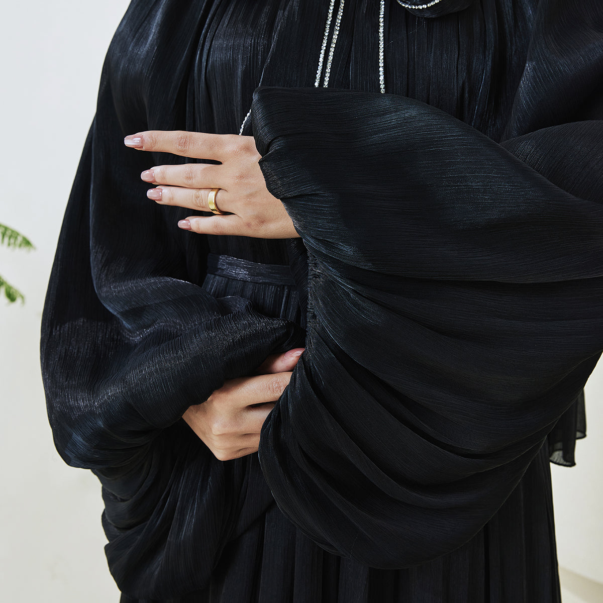 Haffafa Armani Satin Abaya Set – Modest Dress with Matching Belt & Hijab(NCS002)