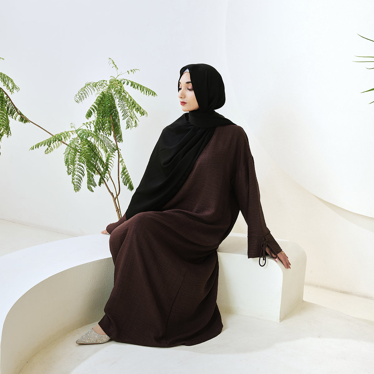Casual Solid Color Long Robe with Tie-Detail Sleeves – Available in Multiple Colors (NCA011)