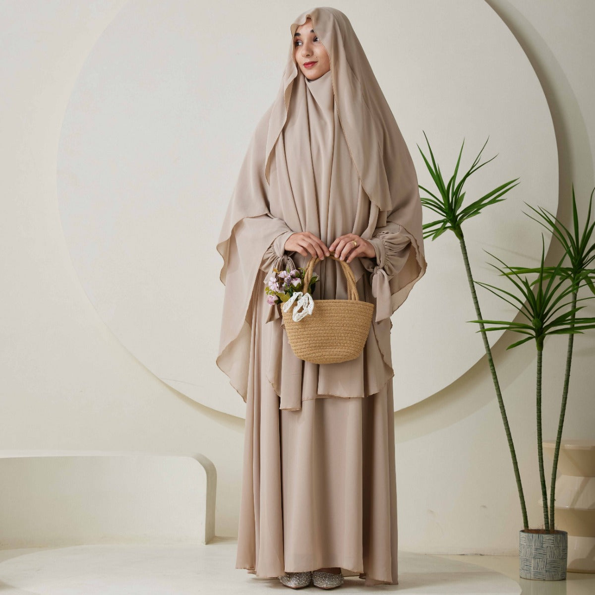 Chiffon Butterfly Sleeve Khimar Set – 2-Piece Hajj Outfit (NCS009)