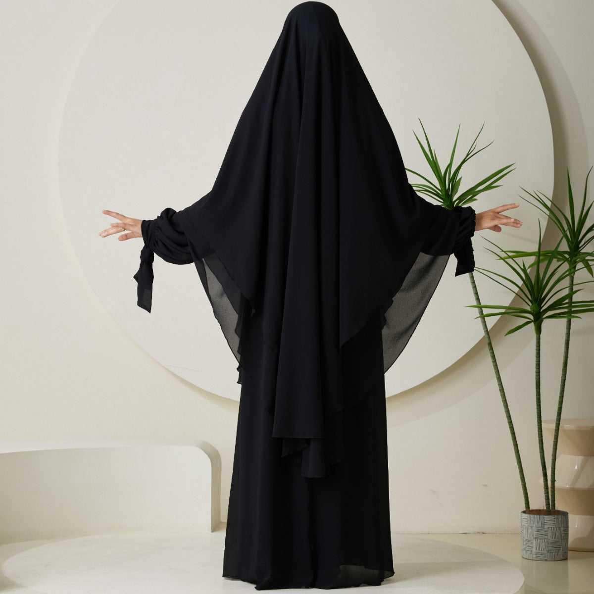 Chiffon Butterfly Sleeve Khimar Set – 2-Piece Hajj Outfit (NCS009)