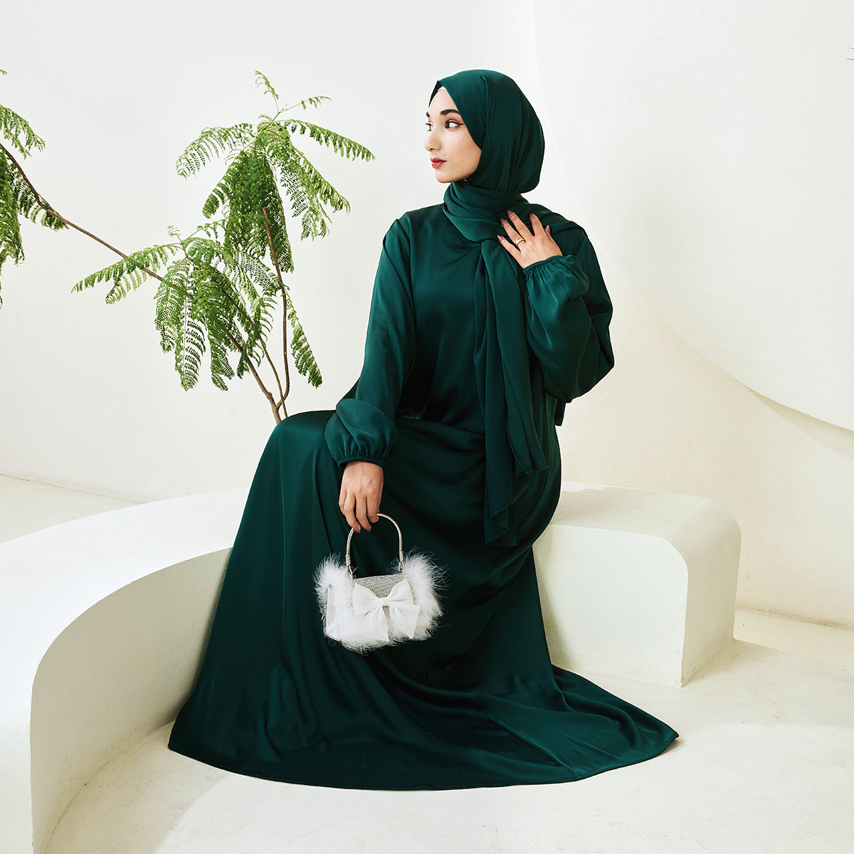 AMANI Satin One Piece With Hijab Abaya: Stylish Statement of Elegance(NCA001 )