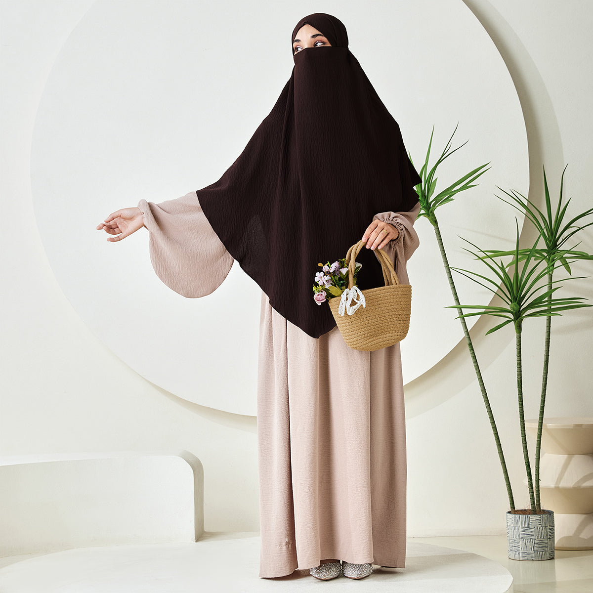 Premium Crepe One Layer Khimar Stretchable Durable Hijab Scarf for Everyday Wear (NCK001)