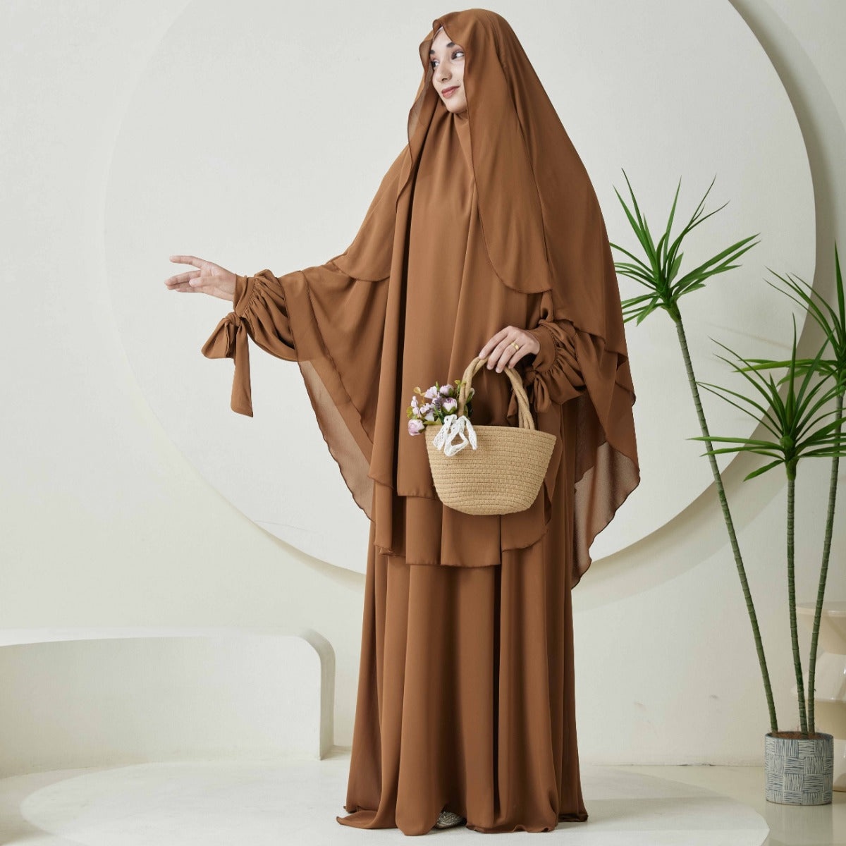 Chiffon Butterfly Sleeve Khimar Set – 2-Piece Hajj Outfit (NCS009)