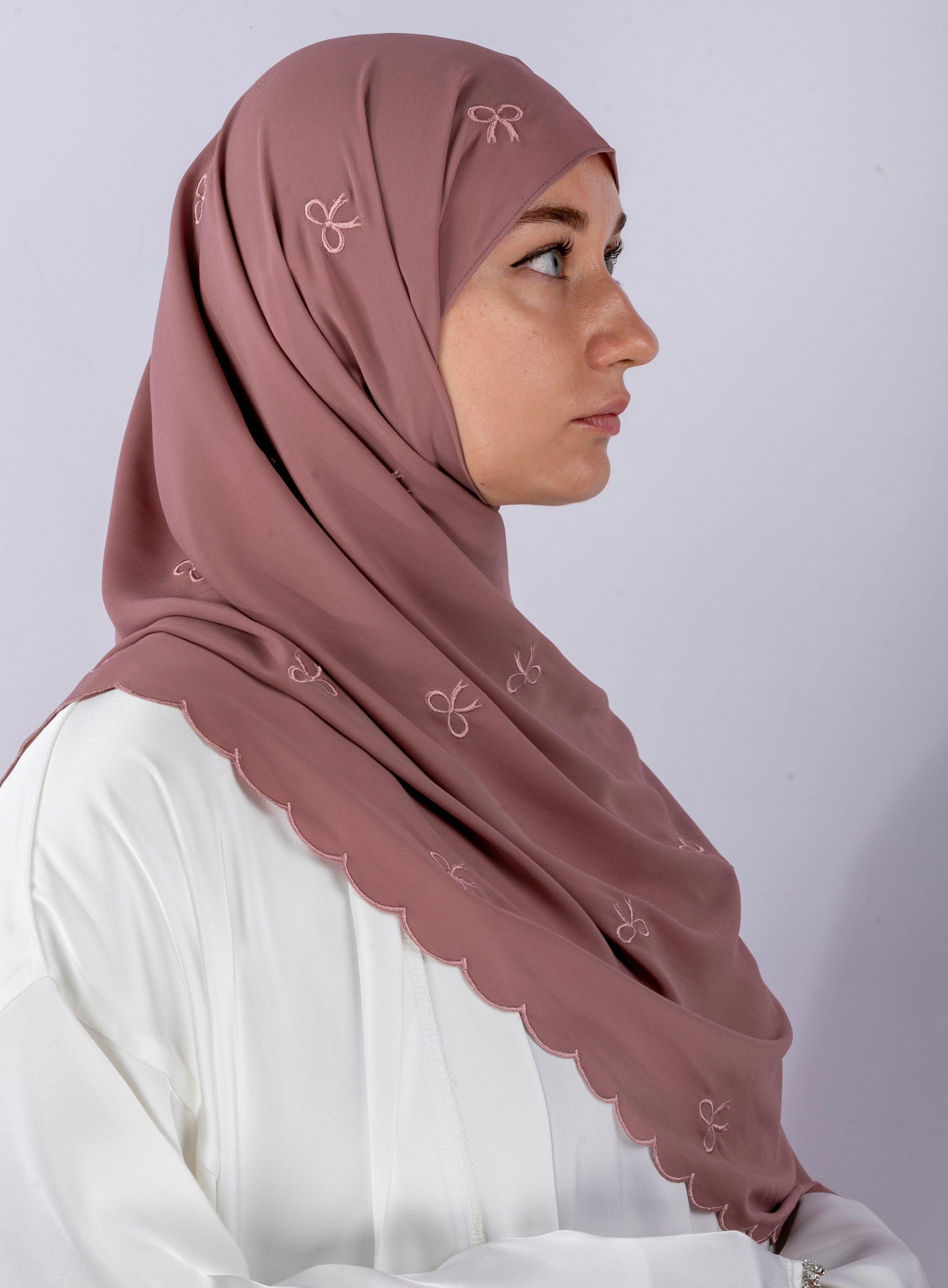 Bow Knot Hijab with Petal Edge – Premium Chiffon (NCH004)