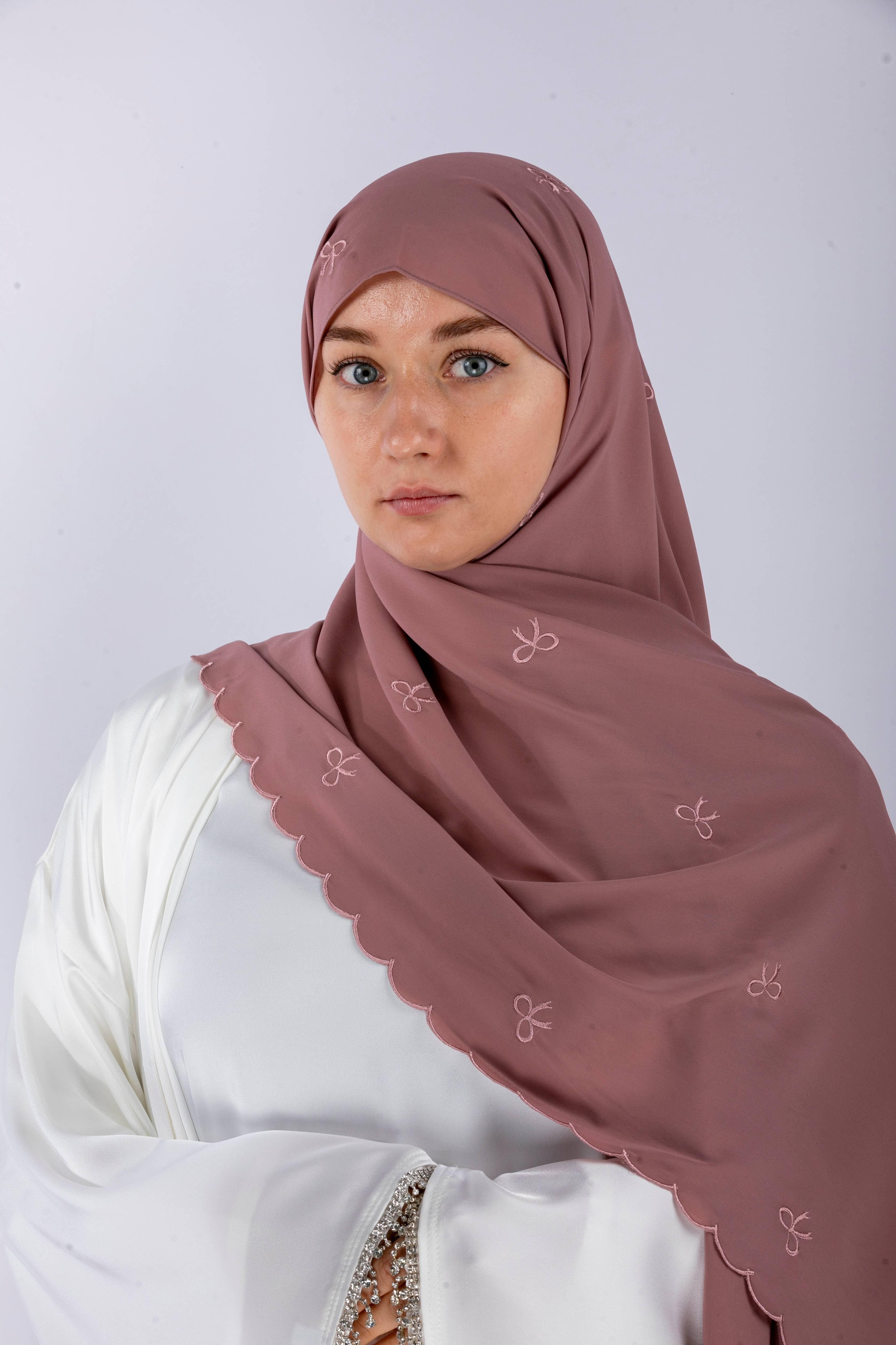 Bow Knot Hijab with Petal Edge – Premium Chiffon (NCH004)