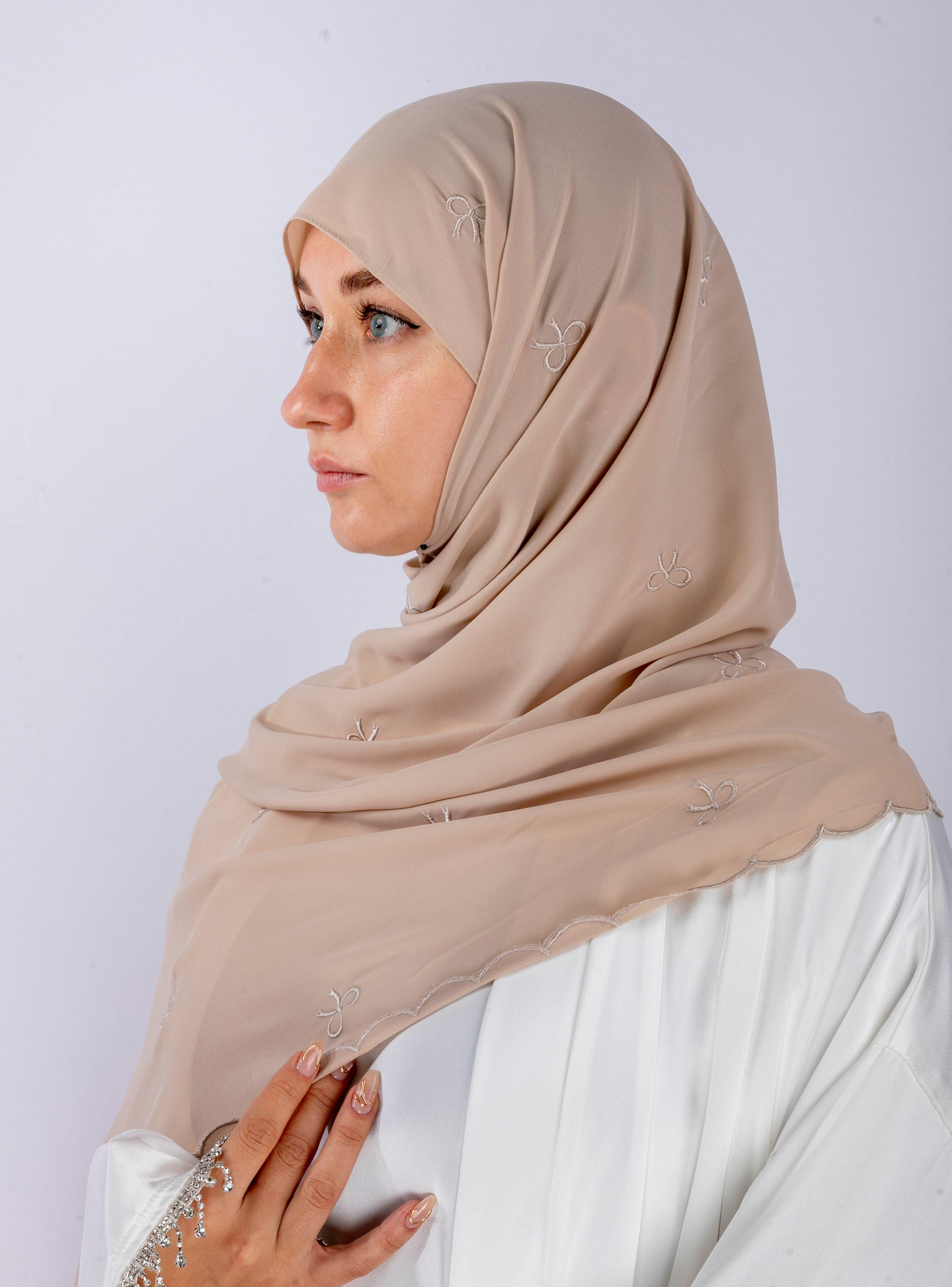 Bow Knot Hijab with Petal Edge – Premium Chiffon (NCH004)
