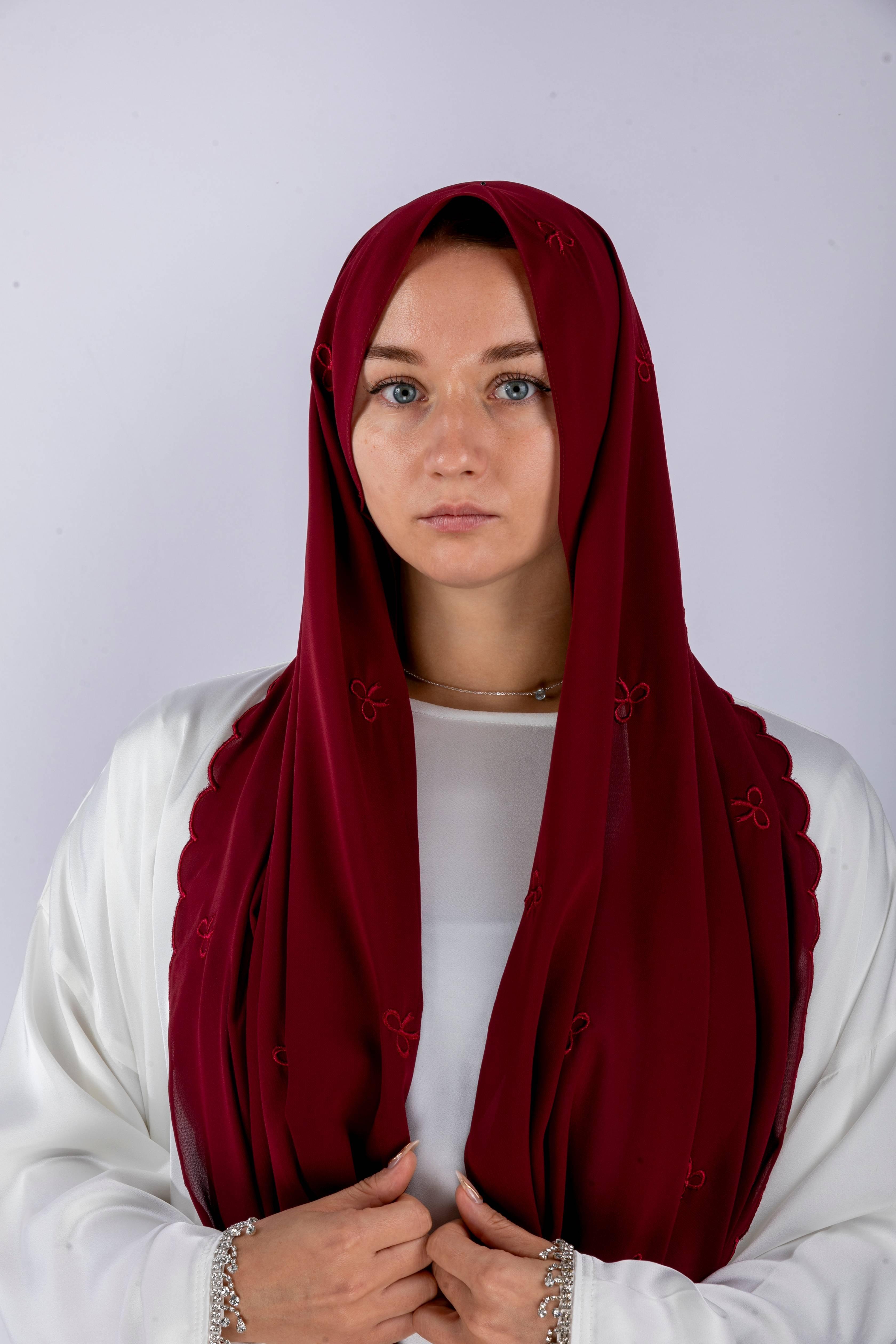 Bow Knot Hijab with Petal Edge – Premium Chiffon (NCH004)